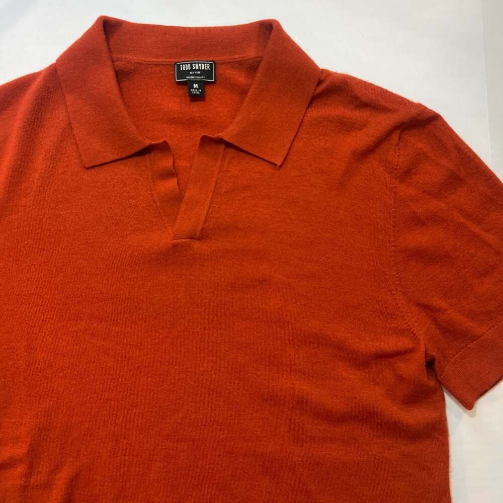 Todd Snyder 100% Cashmere Short Sleeve Johnny Collar Polo Sweater, Size M